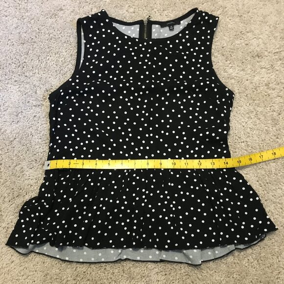 Talula Aritzia Black & White Polka Dot Rayon Babydoll Sleeveless Blouse - Picture 10 of 13